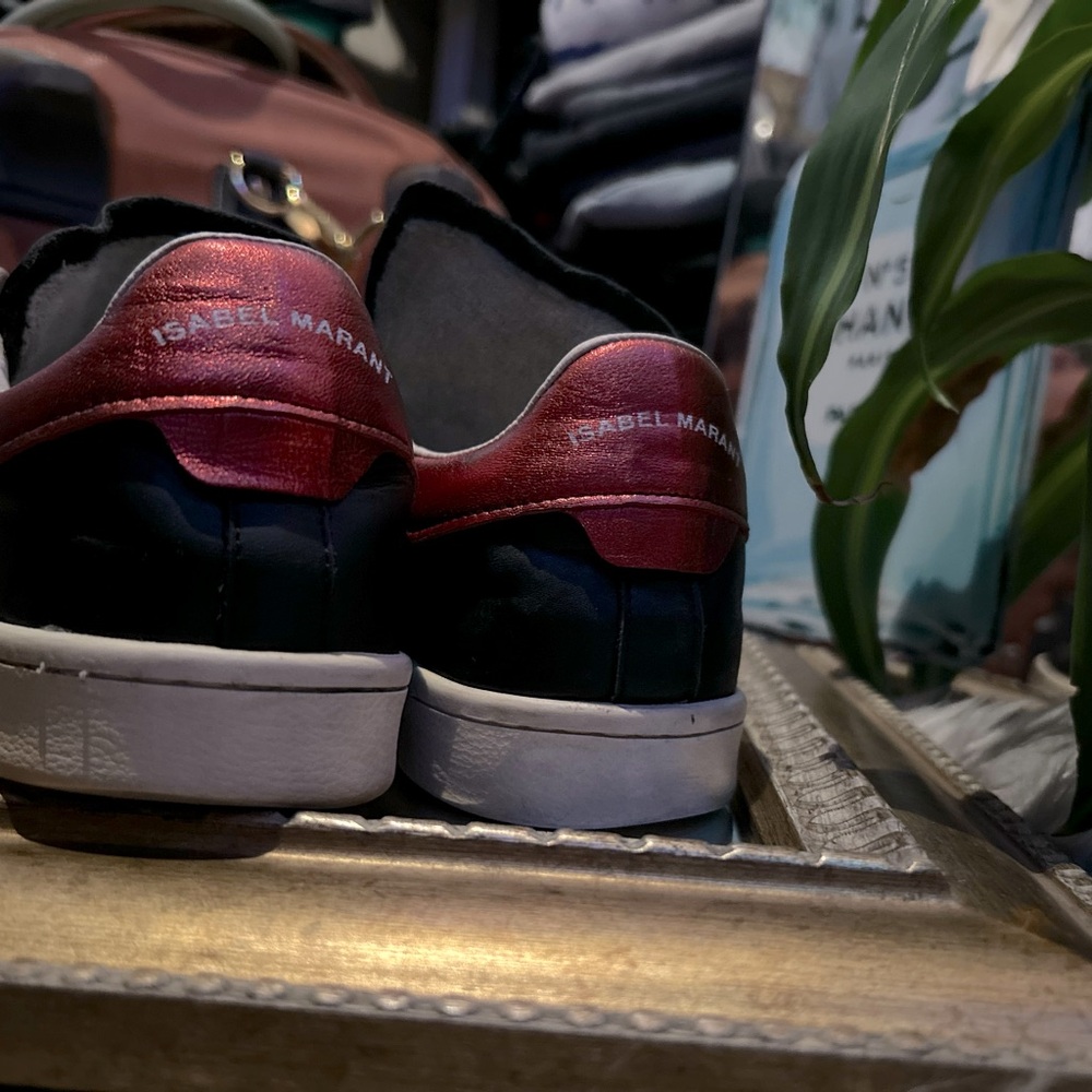 Isabel Marant dark blue and red Leather Sneakers - Picture 4 of 5